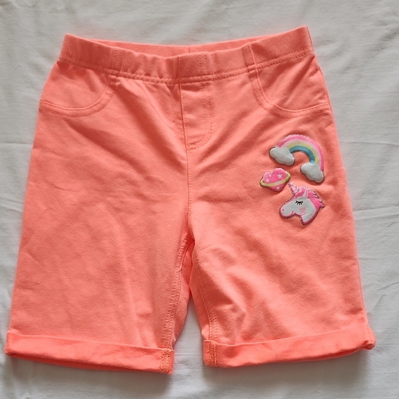 Garanimals Coral Kids Shorts with Rainbow and Unicorn Patch - Picture 1 of 4